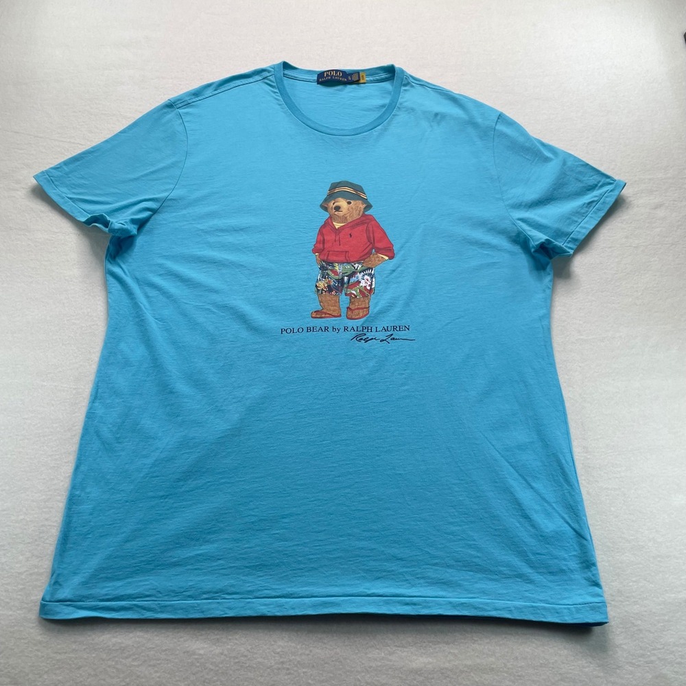 Polo Ralph Lauren Polo Bear T Shirt Mens XL Blue Graphic Short Sleeve Cotton